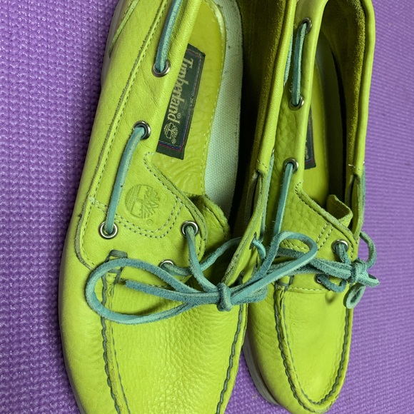 Timberland Men’s 2 Eye Key Lime Green Boat Shoes - Picture 4 of 7